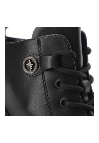 Vinceza - Czarne Botki S.Barski Modne Obuwie Damskie Na Obcasie. Okazja: na co dzień. Zapięcie: sznurówki. Kolor: czarny. Materiał: skóra, jeans. Obcas: na obcasie. Styl: klasyczny, casual, elegancki. Wysokość obcasa: średni #7