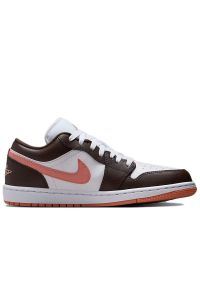 Buty damskie Nike Air Jordan 1 Low DC0774-182 - brązowo-białe. Kolor: biały, brązowy, wielokolorowy. Materiał: skóra, guma. Szerokość cholewki: normalna
