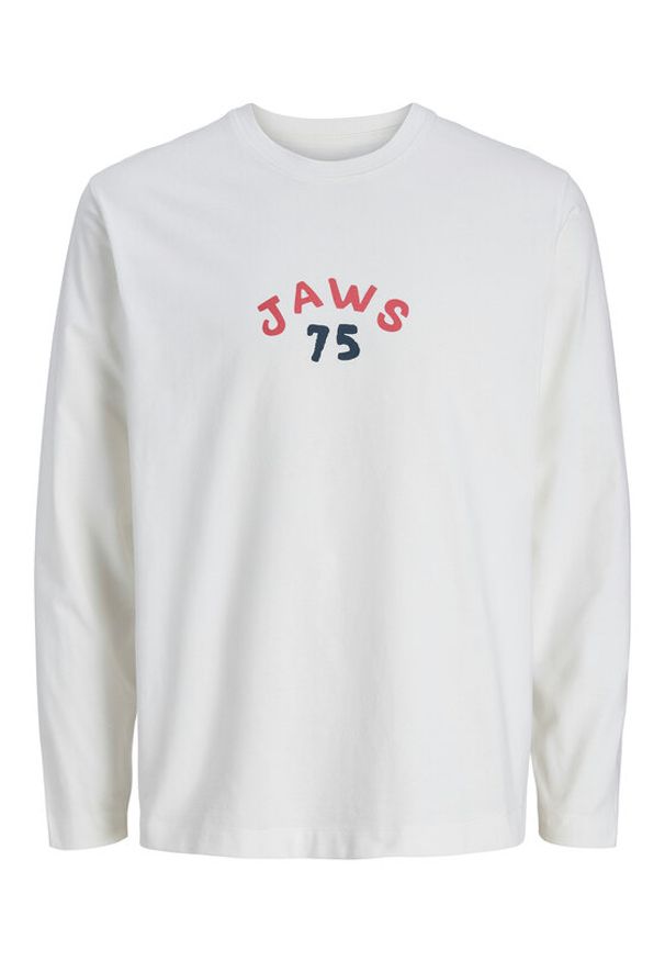 Jack & Jones Longsleeve Jaws 12286615 Biały Relaxed Fit. Kolor: biały. Materiał: bawełna. Długość rękawa: długi rękaw