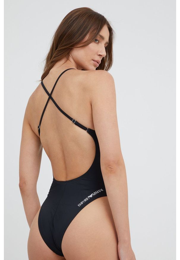 Emporio Armani Underwear jednoczęściowy strój kąpielowy kolor czarny lekko usztywniona miseczka. Kolor: czarny. Materiał: dzianina