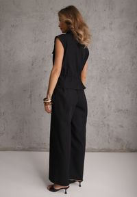 Renee - Czarny Koszulowy Kombinezon Bez Rękawów z Bawełny i Wiskozy z Baskinką Tefnor. Kolor: czarny. Materiał: wiskoza, bawełna. Długość rękawa: bez rękawów. Sezon: lato. Styl: boho #5