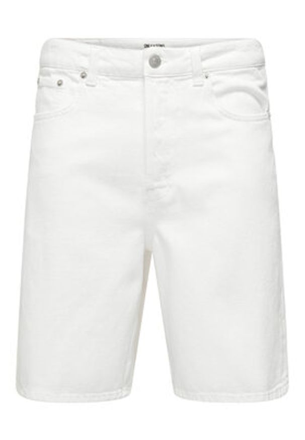 Only & Sons Szorty jeansowe Fade 22031662 Biały Loose Fit. Kolor: biały. Materiał: bawełna