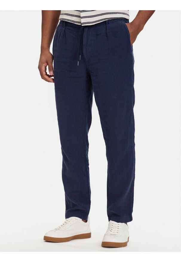 Polo Ralph Lauren Spodnie materiałowe 710940611001 Granatowy Tapered Fit. Kolor: niebieski. Materiał: len