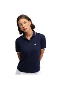SIROKO - Damska golfowa koszulka polo pique Siroko Valderrama Navy. Typ kołnierza: polo. Kolor: niebieski. Materiał: tkanina, prążkowany. Długość rękawa: krótki rękaw. Długość: krótkie. Styl: sportowy #1