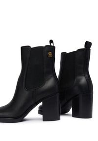 TOMMY HILFIGER - Tommy Hilfiger Botki Square Toe Chelsea High Block Hl FW0FW08844 Czarny. Kolor: czarny. Materiał: skóra