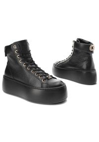 Czarne Sneakersy Carinii Damskie Stylowe Obuwie. Okazja: na co dzień. Kolor: czarny. Materiał: skóra. Szerokość cholewki: normalna. Obcas: na platformie. Styl: elegancki