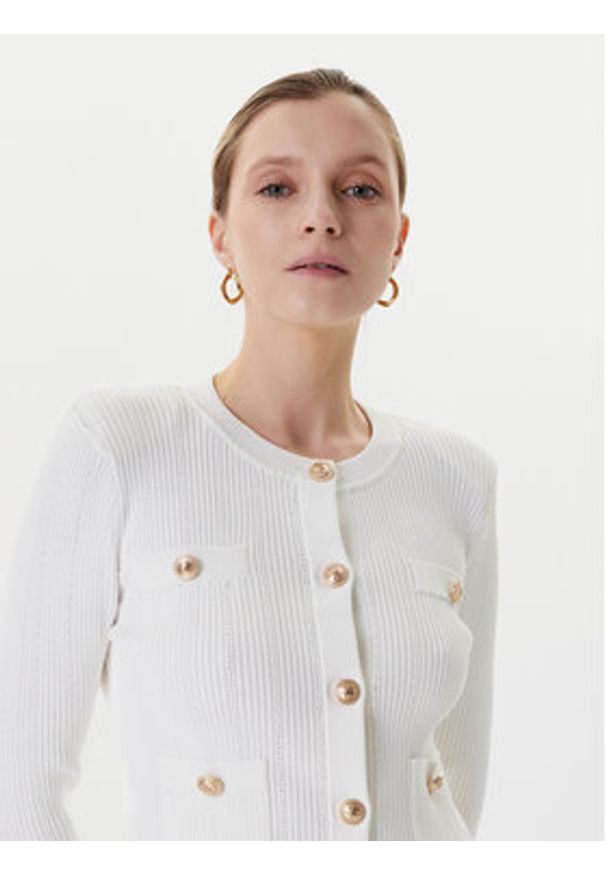 Guess Kardigan W5YR09 Z0130 Biały Regular Fit. Kolor: biały. Materiał: syntetyk