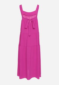 Born2be - Fioletowa Sukienka o Rozkloszowanym Kroju z Wiązaniem z Tyłu Savinelle. Okazja: na co dzień, na imprezę. Kolor: fioletowy. Styl: elegancki, casual #3