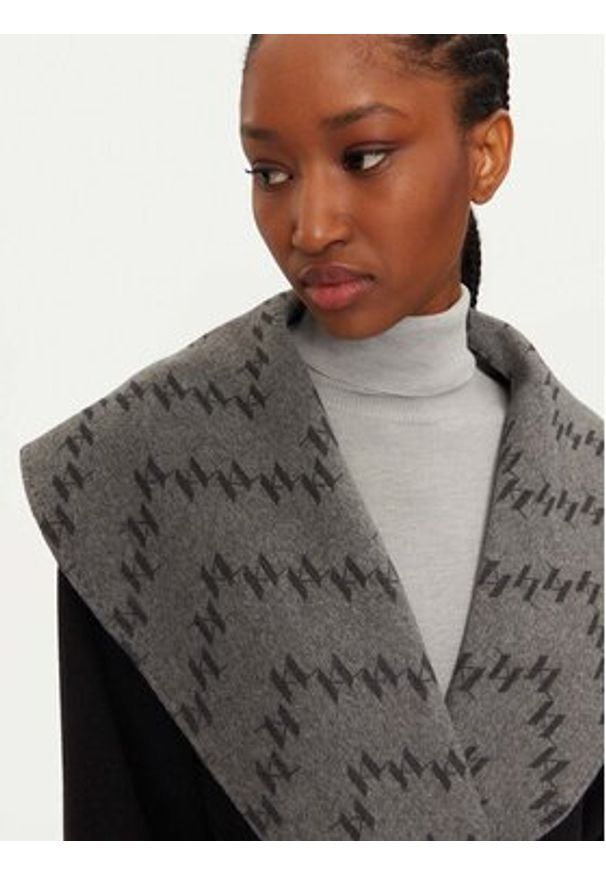 Karl Lagerfeld - KARL LAGERFELD Płaszcz wełniany 246W1502 Szary Loose Fit. Typ kołnierza: dekolt w karo. Kolor: szary. Materiał: syntetyk