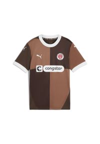 Puma - Młodzieżowa koszulka domowa FC St. Pauli 24/25 PUMA Espresso Brown White. Kolor: brązowy, biały, wielokolorowy. Sport: piłka nożna