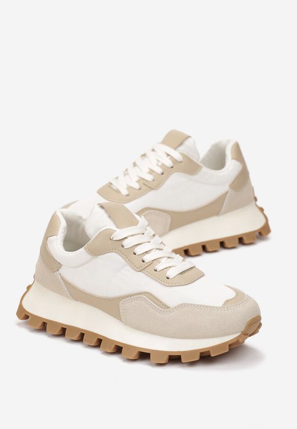 Born2be - Beżowe Sneakersy na Grubej Podeszwie Catien. Kolor: beżowy