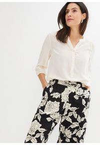 bonprix - Spodnie palazzo z lejącej wiskozy. Kolor: czarny. Materiał: wiskoza. Wzór: nadruk. Styl: elegancki #3