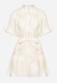 Born2be - Beżowa Koszulowa Przezroczysta Sukienka z Bawełną Haftami i Paskiem Lirulira. Okazja: na co dzień. Kolor: beżowy. Materiał: bawełna. Wzór: haft. Sezon: lato. Typ sukienki: koszulowe. Styl: casual, elegancki #5