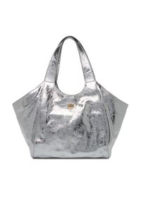Pinko - PINKO Torebka Tote Mini Bag AI 25-26 PLTT 104645 A2OT Srebrny. Kolor: srebrny. Materiał: skórzane #1