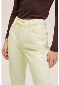 mango - Mango jeansy Mom80 damskie high waist. Stan: podwyższony. Kolor: żółty #3