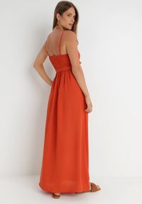 Born2be - Pomarańczowa Sukienka Semazik. Okazja: na co dzień. Kolor: różowy. Materiał: materiał. Długość rękawa: na ramiączkach. Wzór: aplikacja. Sezon: lato. Styl: casual. Długość: maxi #4