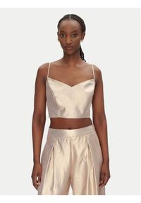 ACCESS FASHION Top 53-2021-922 Złoty Slim Fit. Kolor: złoty. Materiał: syntetyk