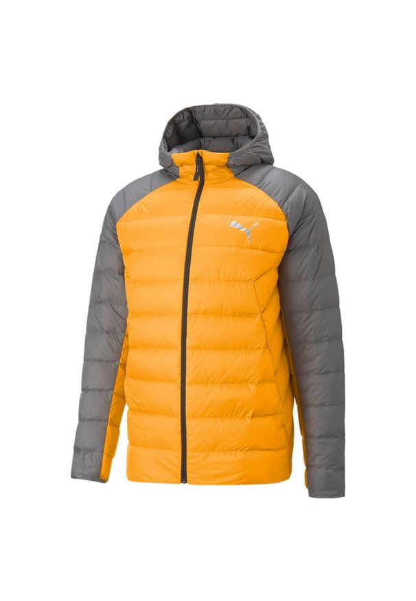 Kurtka męska Puma PACKLITE DOWN. Kolor: pomarańczowy, szary, wielokolorowy. Materiał: softshell. Sport: turystyka piesza
