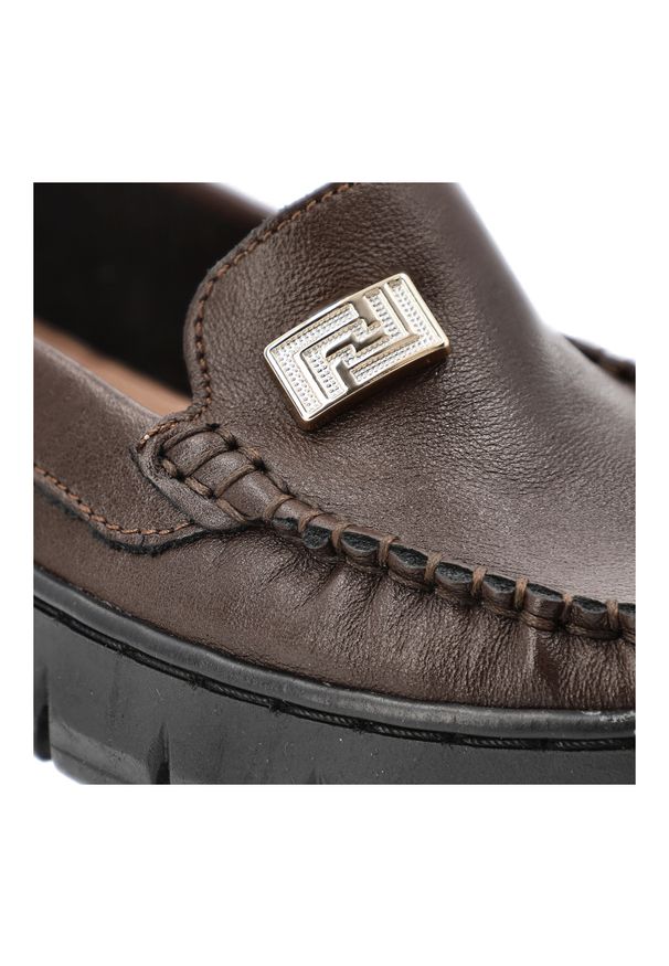 Czekoladowe Półbuty Armodo Skórzane Buty Damskie. Okazja: do pracy, na co dzień. Kolor: brązowy. Materiał: skóra. Styl: casual, elegancki