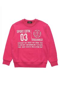 DSQUARED2 KIDS - Różowa bluza 6-12 lat. Kolor: różowy, wielokolorowy, fioletowy. Materiał: bawełna, jeans. Długość rękawa: długi rękaw. Długość: długie. Wzór: nadruk. Sezon: lato. Styl: sportowy