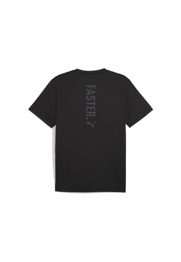 Puma - Męska koszulka do biegania z nadrukiem Faster PUMA Black Q3 & Q4. Kolor: czarny. Materiał: skóra. Wzór: nadruk. Sport: bieganie, fitness