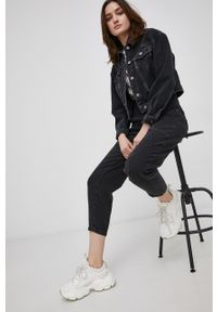 only - Only Kurtka jeansowa kolor czarny przejściowa oversize. Kolor: czarny. Materiał: jeans #4