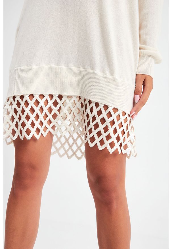 Pinko - SUKIENKA PICA PINKO. Materiał: kaszmir, wełna. Długość rękawa: długi rękaw. Wzór: ażurowy, aplikacja. Długość: mini