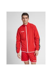 Kurtka poliestrowa Hummel Authentic Micro Jacket czerwona. Kolor: czerwony, różowy, wielokolorowy. Materiał: poliester. Sport: fitness