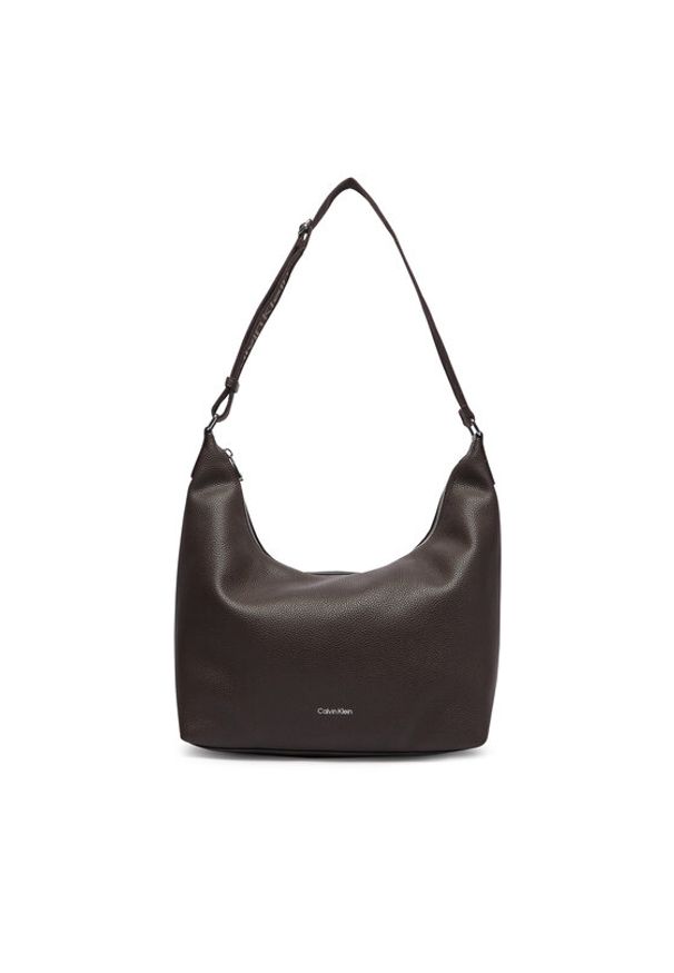 Calvin Klein Torebka Webbing Strap Md Shoulder Bag LV04F3891G Brązowy ciemny. Kolor: brązowy. Materiał: skórzane