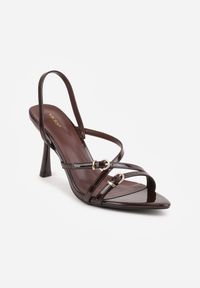 Renee - Brązowe Lakierowane Sandały VICES Elegant na Szpilce z Klamrami Eudippe. Zapięcie: klamry. Kolor: brązowy. Materiał: lakier. Obcas: na szpilce. Styl: elegancki, wizytowy #4