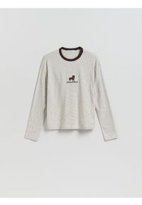 Reserved - Longsleeve w paski - wielobarwny. Materiał: dzianina, bawełna. Długość rękawa: długi rękaw. Wzór: paski