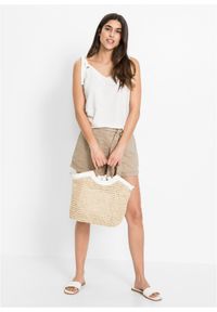 bonprix - Torba pleciona słomkowa. Kolor: beżowy. Sezon: lato. Materiał: skórzane. Rodzaj torebki: na ramię #1