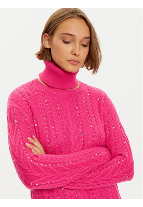 LOLA CASADEMUNT Golf LF2411017 Różowy Regular Fit. Typ kołnierza: golf. Kolor: różowy. Materiał: syntetyk