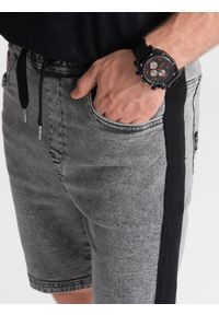 Ombre Clothing - Krótkie spodenki męskie jeansowe - szare V4. Kolor: szary. Materiał: jeans. Długość: krótkie #4