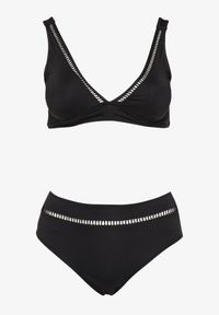 Born2be - Czarne Bikini Biustonosz i Majtki Typu Figi z Ażurowym Wzorem Lunella. Kolor: czarny. Wzór: ażurowy #3