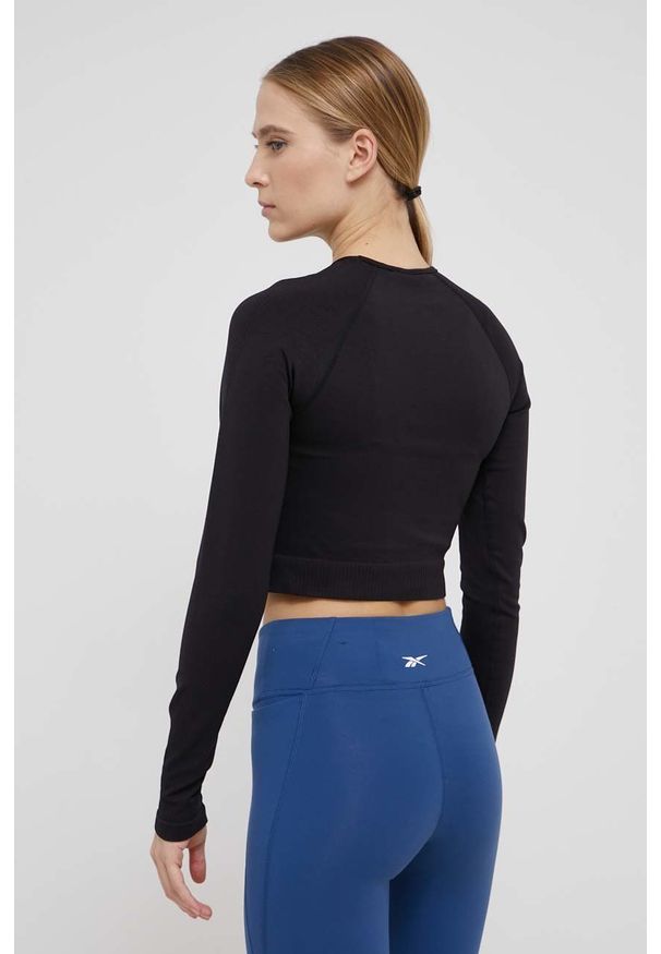 Only Play longsleeve sportowy kolor czarny. Kolor: czarny. Materiał: skóra, dzianina, materiał. Długość rękawa: długi rękaw. Styl: sportowy
