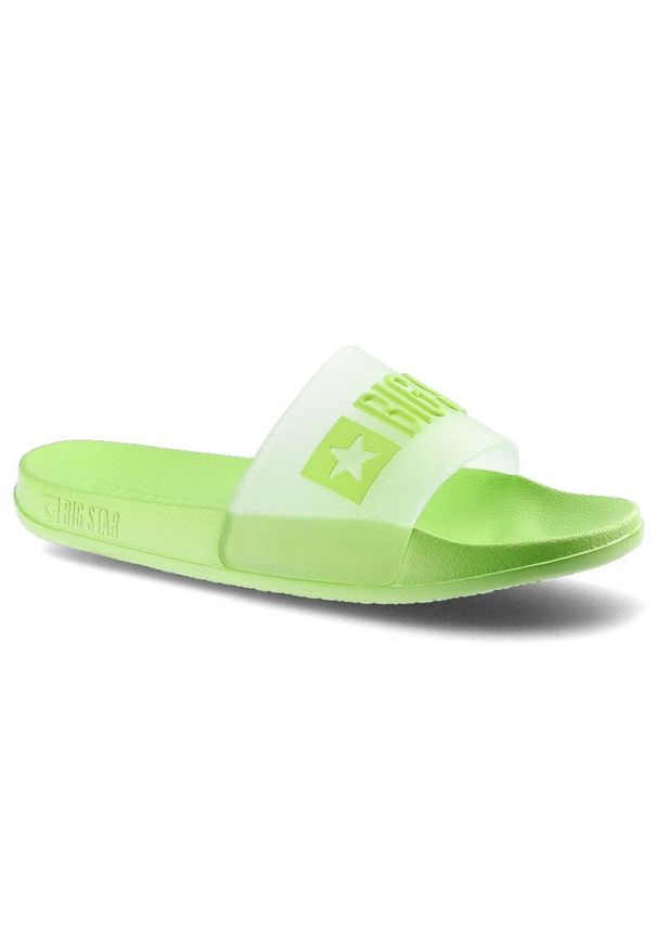 Big-Star - Zielone Klapki Big Star Damskie Wygodne Obuwie. Okazja: na spacer, do pracy, na plażę. Kolor: zielony. Sezon: lato. Styl: wakacyjny