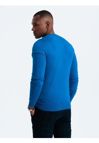 Ombre Clothing - Elegancki sweter męski BASIC V-neck z wiskozą – niebieski V19 OM - Rozmiar: XL. Kolor: niebieski. Materiał: wiskoza. Wzór: haft. Styl: elegancki #5