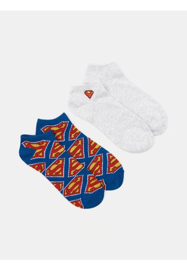 Sinsay - Krótkie skarpetki 2 pack Superman - wielobarwny. Wzór: motyw z bajki