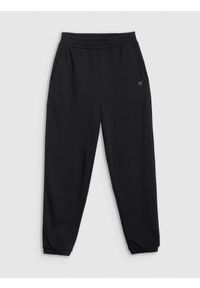 4f - 4F Spodnie dresowe joggery damskie - czarne XL. Kolor: czarny. Materiał: dresówka