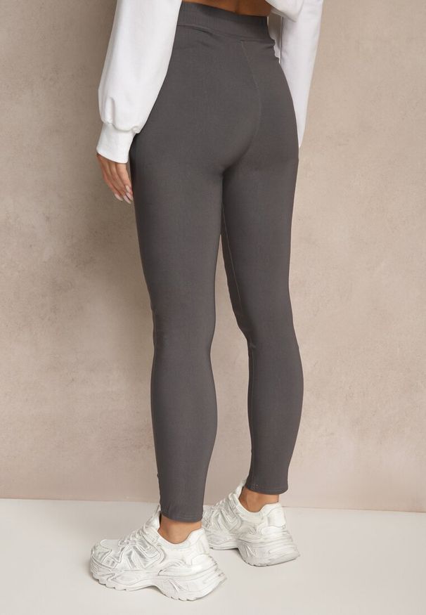 Renee - Ciemnoszare Spodnie z Bawełną i Sznurowaniem Purrena. Okazja: na co dzień. Kolor: szary. Materiał: bawełna. Styl: elegancki, casual