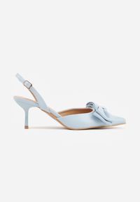 Born2be - Niebieskie Szpilki z Paskiem na Pięcie i Kokardą Adote. Zapięcie: pasek. Kolor: niebieski. Materiał: satyna. Obcas: na szpilce. Styl: elegancki, klasyczny #3