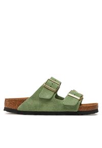 Birkenstock Klapki Arizona Sfb Leve 1027962 Zielony. Kolor: zielony. Materiał: skóra, zamsz