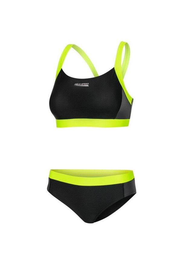 Aqua Speed - Dwuczęściowy strój pływacki damski NAOMI. Kolor: wielokolorowy, czarny, żółty, szary