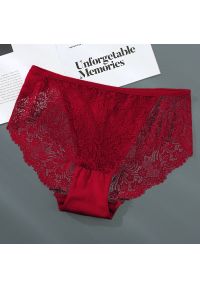 Intica - Majtki bezszwowe z koronką średni stan eleganckie codzienne Saimira. Kolor: czerwony. Materiał: koronka. Wzór: koronka
