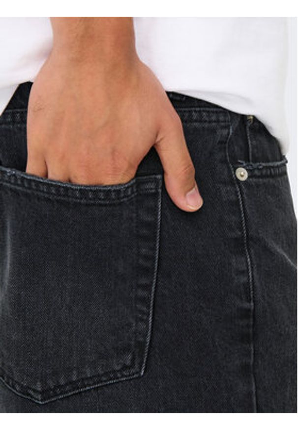 Only & Sons Szorty jeansowe Edge 22032047 Czarny Straight Fit. Kolor: czarny. Materiał: bawełna