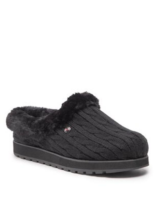 skechers - Skechers Kapcie BOBS Ice Angel 31204/BBK Czarny. Kolor: czarny. Materiał: materiał