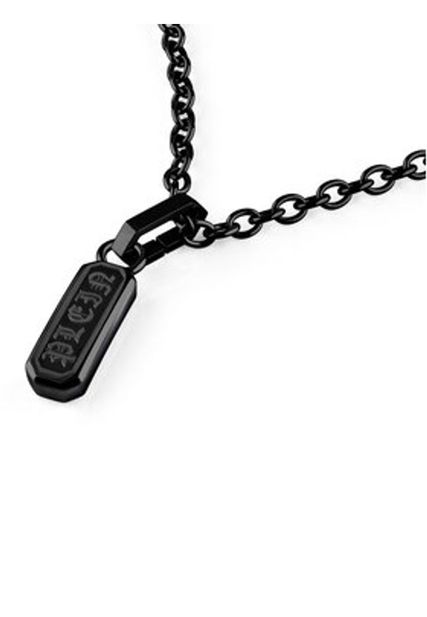 Philipp Plein - PHILIPP PLEIN Naszyjnik Gothic Tag PJTEA09NU Srebrny. Materiał: metalowe. Kolor: srebrny