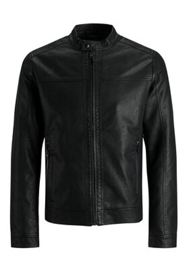 Jack & Jones - Jack&Jones Kurtka z imitacji skóry 12182461 Czarny Regular Fit. Kolor: czarny. Materiał: skóra
