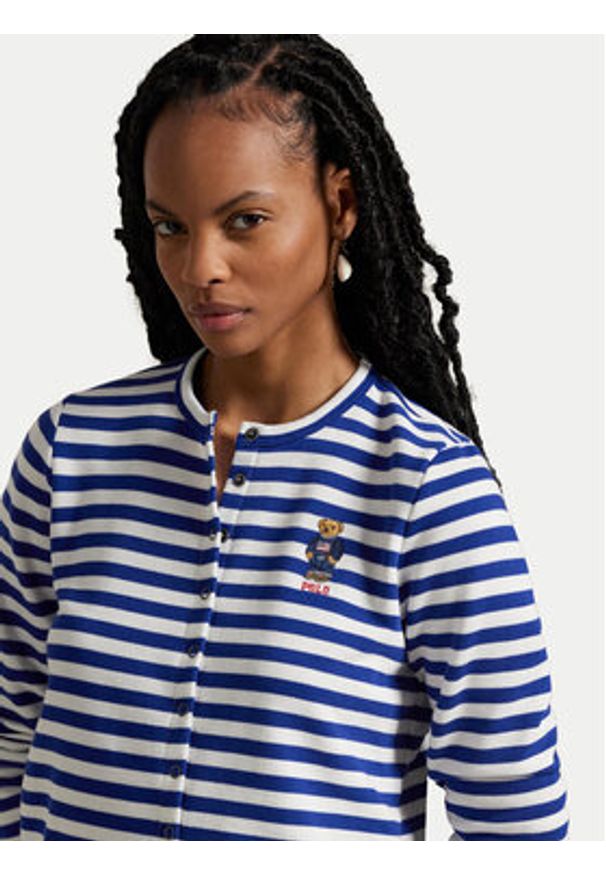 Polo Ralph Lauren Kardigan 211963465001 Niebieski Slim Fit. Typ kołnierza: polo. Kolor: niebieski. Materiał: bawełna